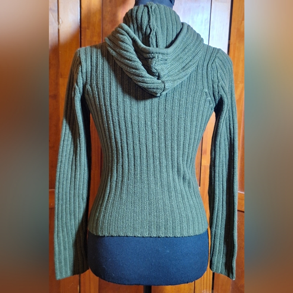 🐸DEB Ribbed Green Zip-Up Sweater - Picture 4 of 9